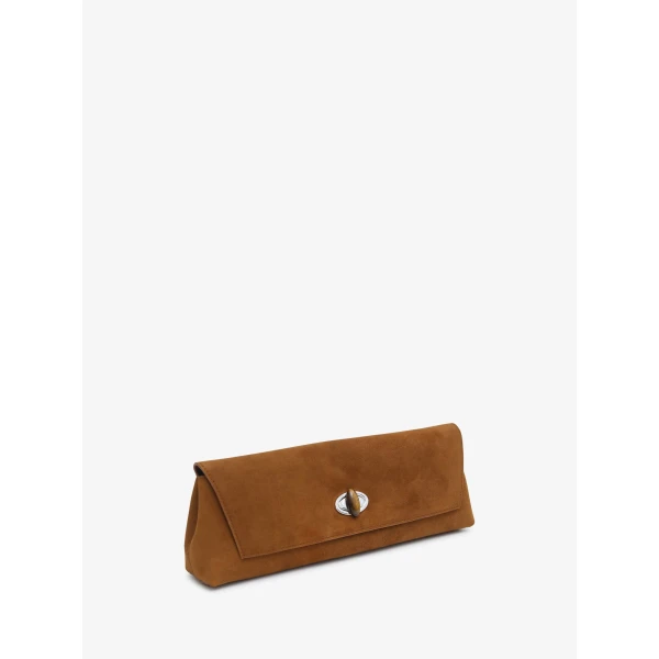 Christopher Esber Buki Suede Clutch in Russet | Clutch Bags | Coveti