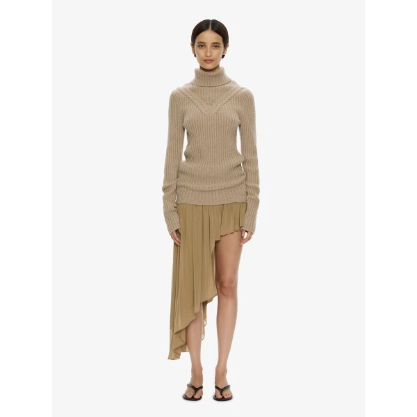 Christopher Esber Caia Cable Knit Turtleneck in Jute | Sweaters | Coveti