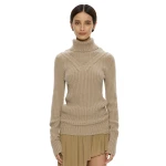 Christopher Esber Caia Cable Knit Turtleneck in Jute | Sweaters | Coveti