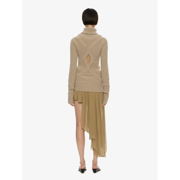 Christopher Esber Caia Cable Knit Turtleneck in Jute | Sweaters | Coveti