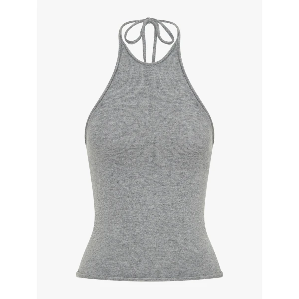 Christopher Esber Cashmere Rae Halter Tank in Grey Marle | Sleeveless | Coveti