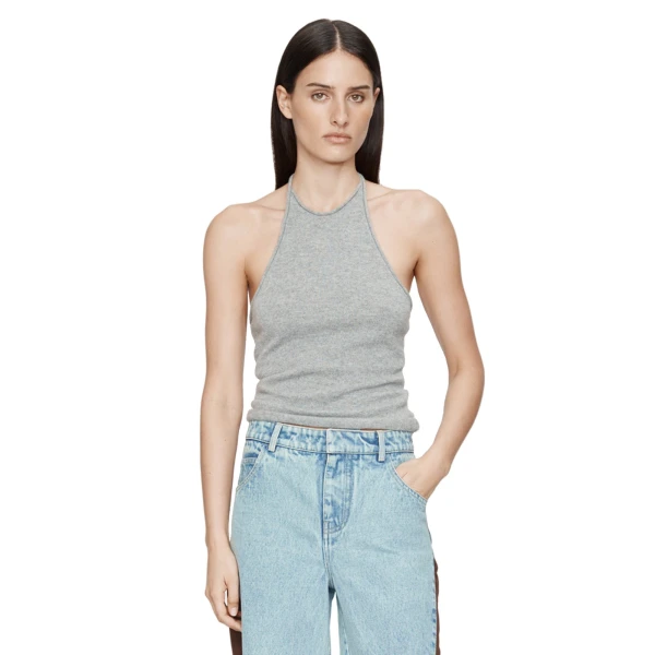Cashmere Rae Halter Tank in Grey Marle
