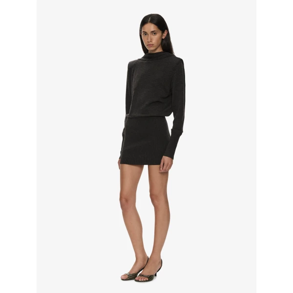 Christopher Esber Cesura Cowl Sweater Dress in Carbon | Mini Dresses | Coveti