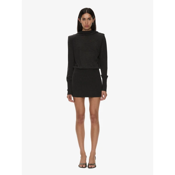 Christopher Esber Cesura Cowl Sweater Dress in Carbon | Mini Dresses | Coveti