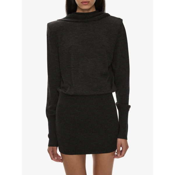Christopher Esber Cesura Cowl Sweater Dress in Carbon | Mini Dresses | Coveti