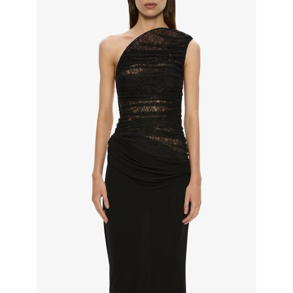 Christopher Esber Concave Wired Lace Gown in Black | Evening Gowns | Coveti