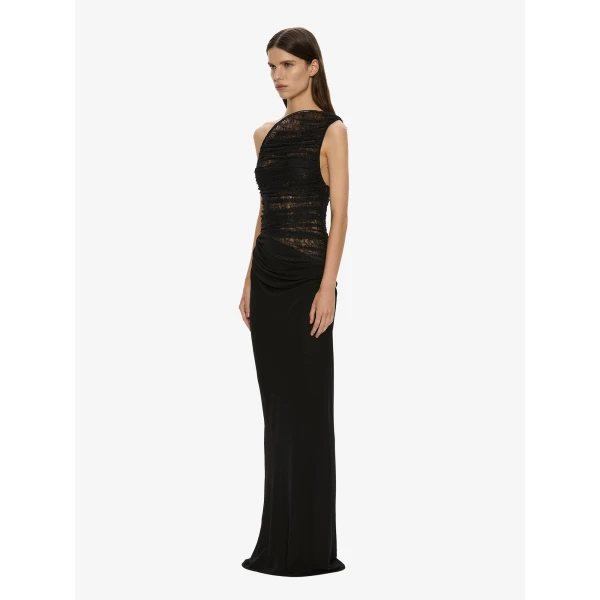 Christopher Esber Concave Wired Lace Gown in Black | Evening Gowns | Coveti