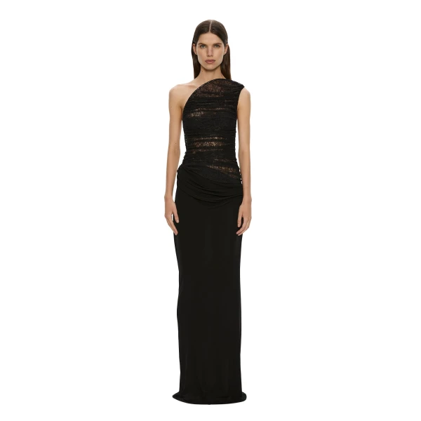 Concave Wired Lace Gown in Black