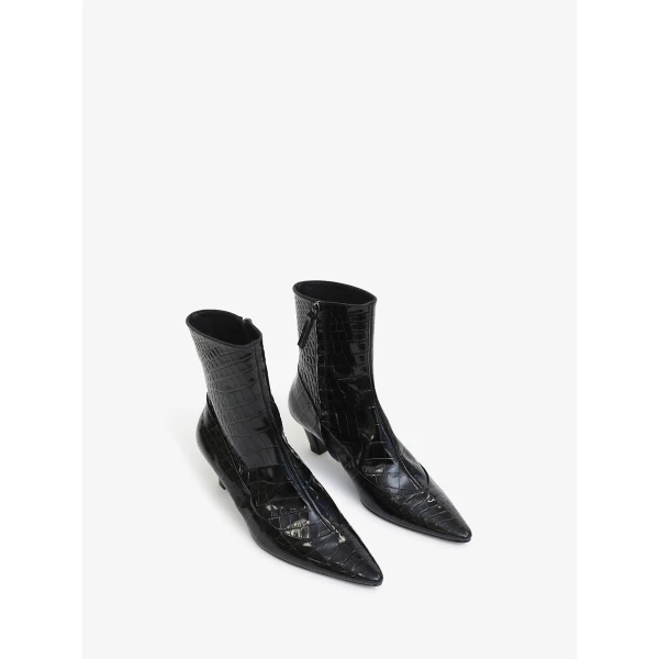 Christopher Esber Corte Embossed Ankle Boot in Black | Boots | Coveti