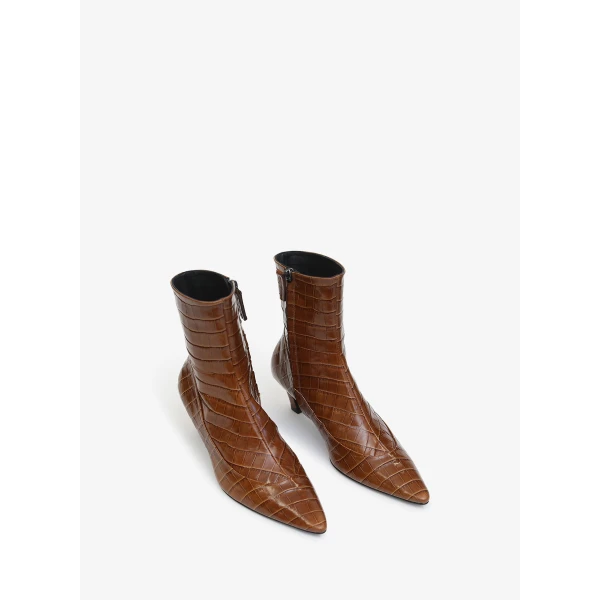 Christopher Esber Corte Embossed Ankle Boot in Cognac | Boots | Coveti
