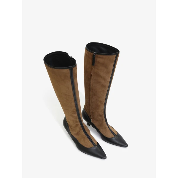 Christopher Esber Corte Panelled High Boot in Russet Black | Boots | Coveti
