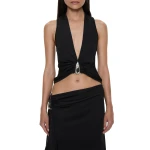 Christopher Esber Crystal Pendant Tank in Black | Sleeveless | Coveti