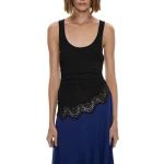Christopher Esber Cutaway Lace Gathered Tank Dress in Ink Black | Midi Dresses | Coveti
