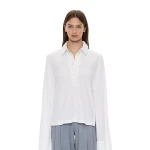 Christopher Esber Deconstruct Denim Long Sleeve Polo in White | Long Sleeve | Coveti