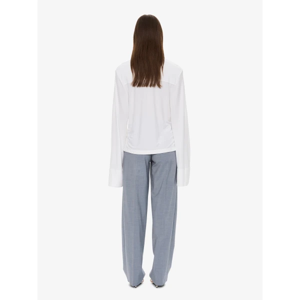 Christopher Esber Deconstruct Denim Long Sleeve Polo in White | Long Sleeve | Coveti