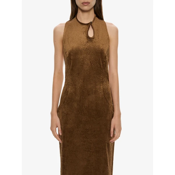 Christopher Esber Delvine Column Dress in Cognac | Maxi Dresses | Coveti