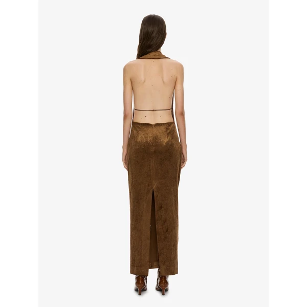 Christopher Esber Delvine Column Dress in Cognac | Maxi Dresses | Coveti