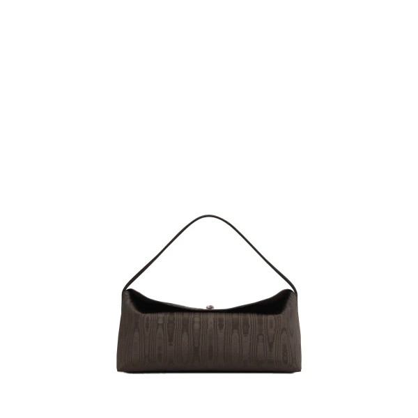Doba Quartz Turnlock Moire Shoulder Bag in Carob