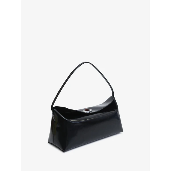 Christopher Esber Doba Quartz Turnlock Polished Shoulder Bag in Black | Shoulder & Crossbody Bags | Coveti