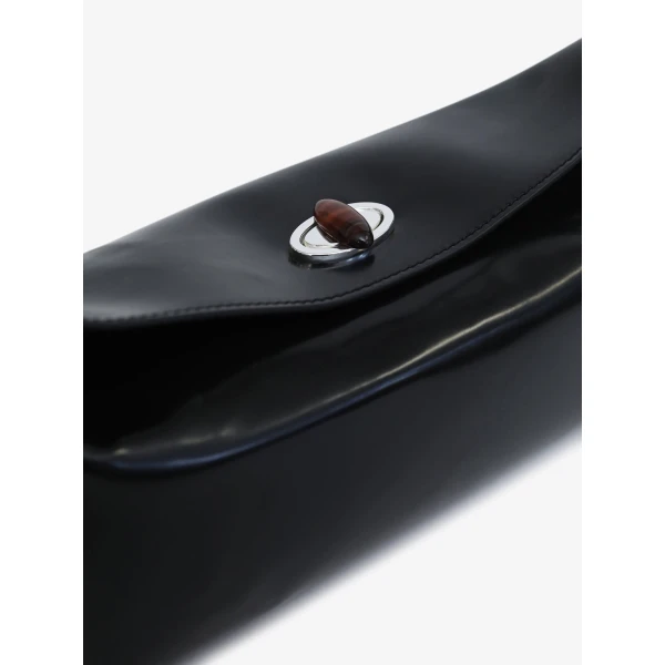 Christopher Esber Doba Quartz Turnlock Polished Shoulder Bag in Black | Shoulder & Crossbody Bags | Coveti