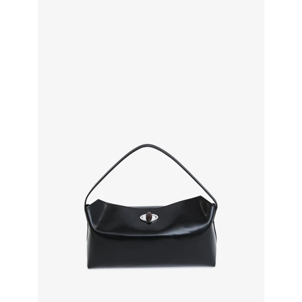 Christopher Esber Doba Quartz Turnlock Polished Shoulder Bag in Black | Shoulder & Crossbody Bags | Coveti