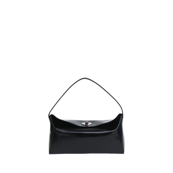Christopher Esber Doba Quartz Turnlock Polished Shoulder Bag in Black | Shoulder & Crossbody Bags | Coveti