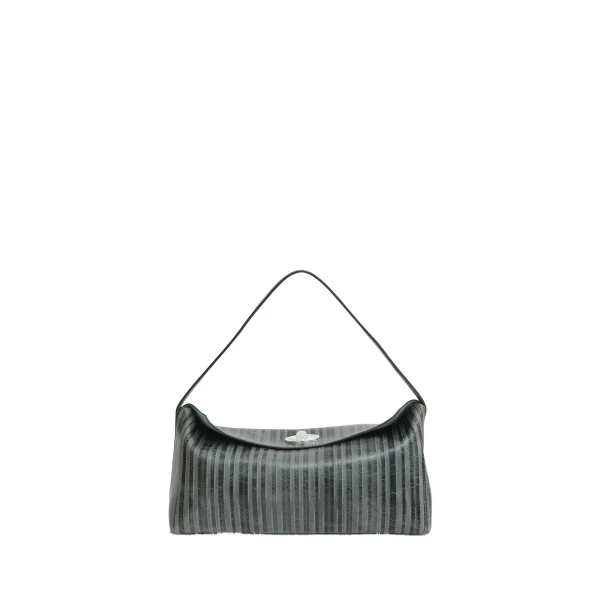 Christopher Esber Doba Quartz Turnlock Two Tone Shoulder Bag in Mineral Stripe | Shoulder & Crossbody Bags | Coveti