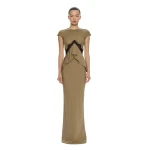 Christopher Esber Endrey Disconnect Back Tank Dress in Khaki Black | Maxi Dresses | Coveti