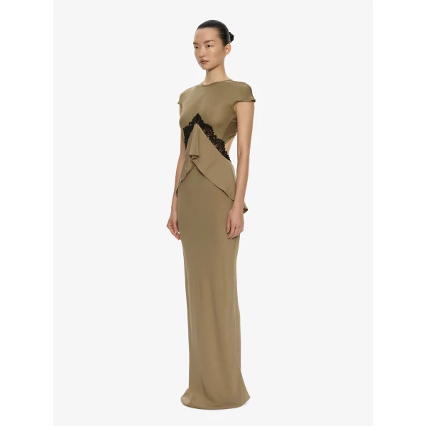 Christopher Esber Endrey Disconnect Back Tank Dress in Khaki Black | Maxi Dresses | Coveti