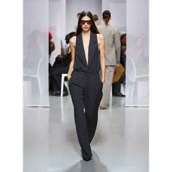 Christopher Esber Facile Tailored Twill Bodysuit in Speckled Black | Bodysuit | Coveti
