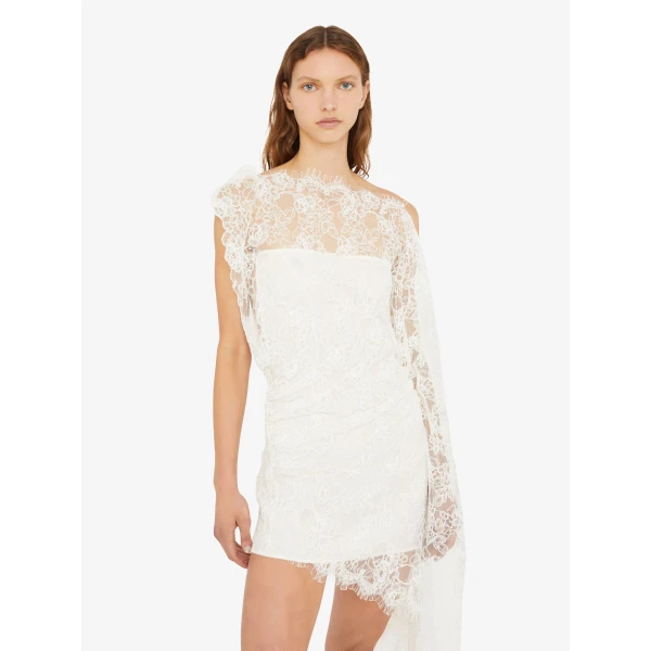 Christopher Esber Floating Lace Mini Dress in White | Mini Dresses | Coveti