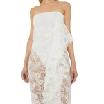 Christopher Esber Floating Lace Strapless Gown in White | Evening Gowns | Coveti