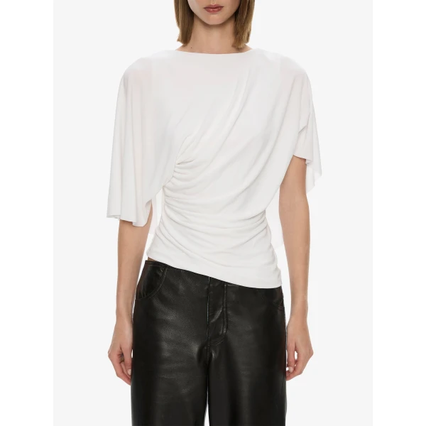Christopher Esber Fluted Jersey Top in White | Tops | Coveti