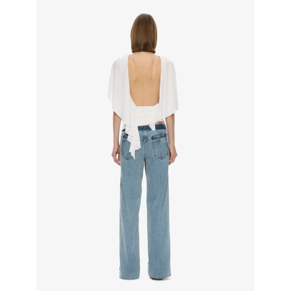 Christopher Esber Fluted Jersey Top in White | Tops | Coveti