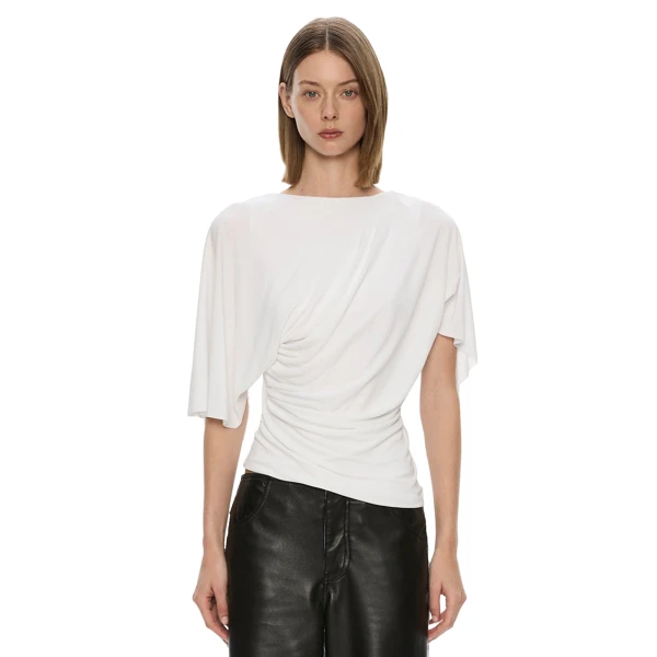 Christopher Esber Fluted Jersey Top in White | Tops | Coveti