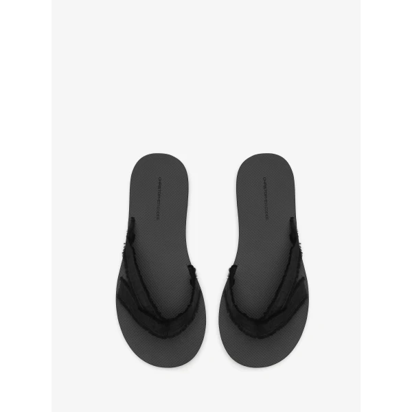 Christopher Esber Freya Silk Flip Flop in Black | Flip Flops & Slides | Coveti