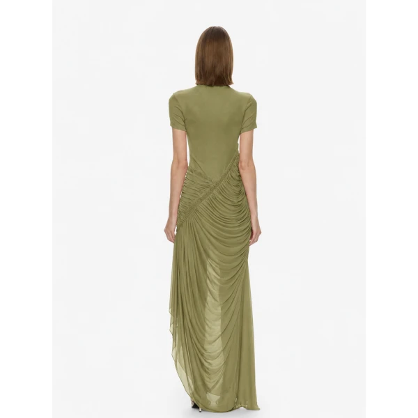 Christopher Esber Fusion Ruched Ripple Dress in Fennel | Maxi Dresses | Coveti
