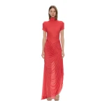 Christopher Esber Fusion Ruched Ripple Dress in Watermelon | Maxi Dresses | Coveti