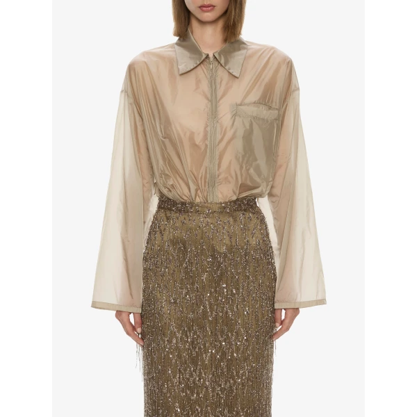 Christopher Esber Gilded Chevron Lace Skirt in Golden Khaki | Skirts | Coveti