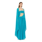 Christopher Esber Gyre Suspended Stream Jersey Dress in Teal | Maxi Dresses | Coveti