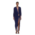 Christopher Esber Helix Crystal Draped Dress in Ink | Maxi Dresses | Coveti
