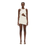 Christopher Esber Hibiscus Embroidered Fold Up Mini Dress in White | Mini Dresses | Coveti