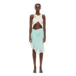 Christopher Esber Incline Gathered Skirt in Mystic Mint White | Skirts | Coveti