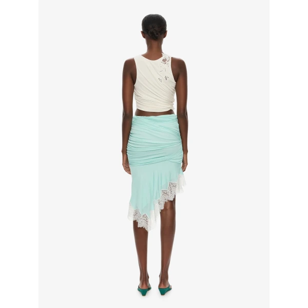 Christopher Esber Incline Gathered Skirt in Mystic Mint White | Skirts | Coveti