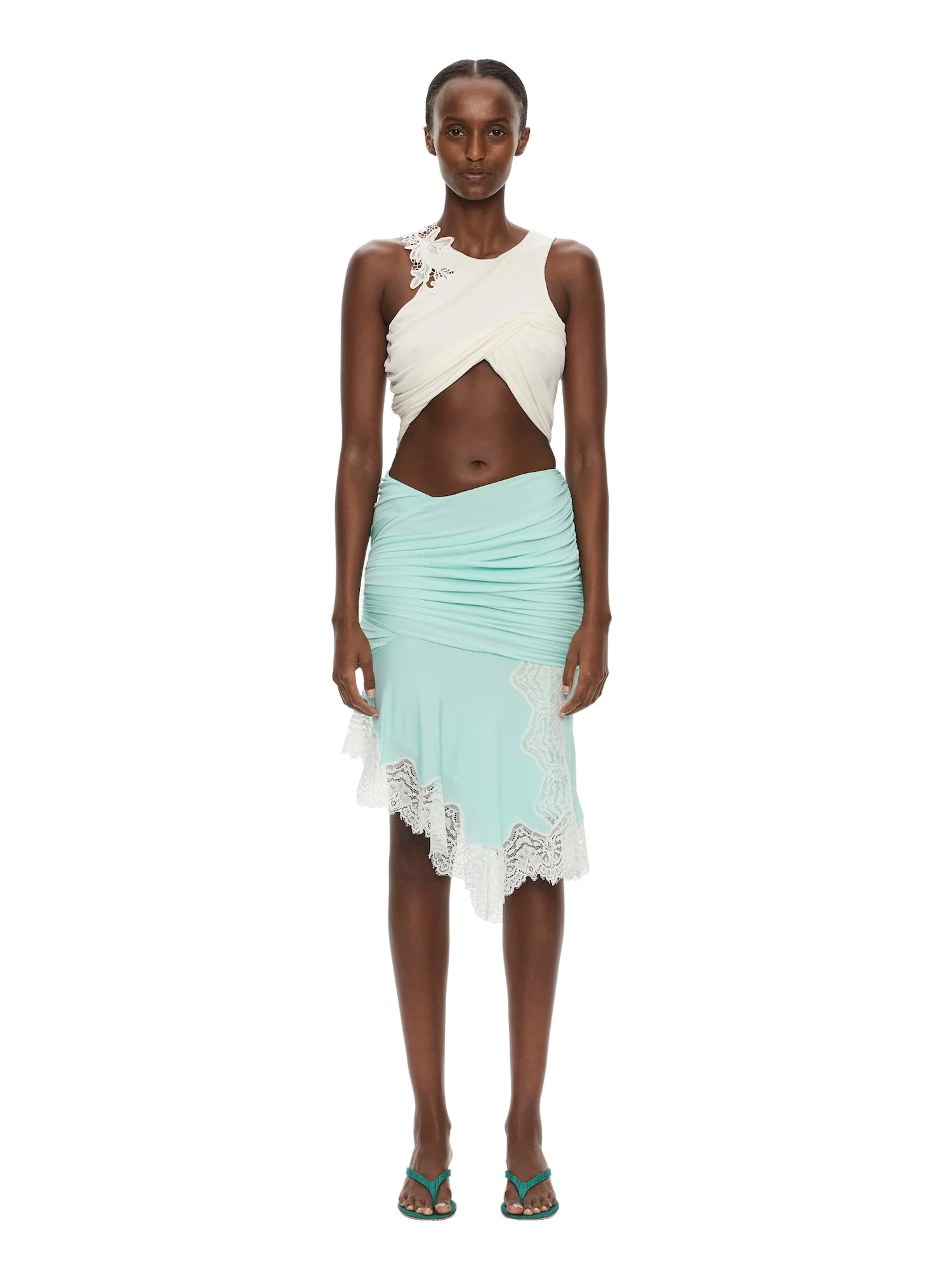 Christopher Esber Incline Gathered Skirt in Mystic Mint White Christopher Esber Incline Gathered Skirt in Mystic Mint White | Skirts | Coveti