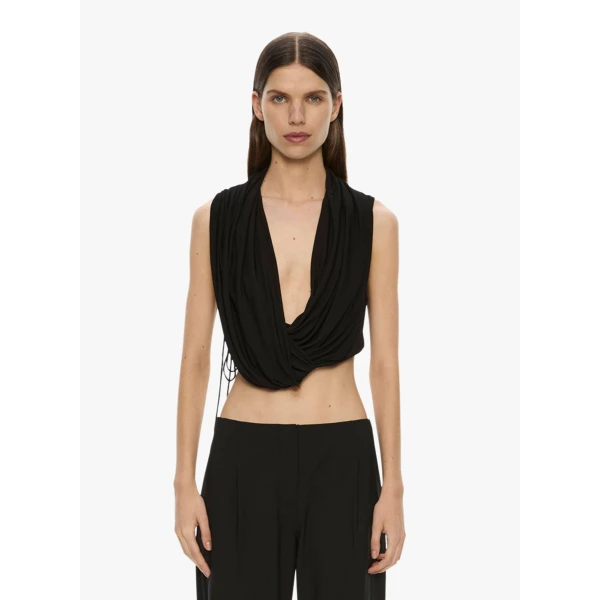 Christopher Esber Interlock Jersey Drape Top in Black | Tops | Coveti