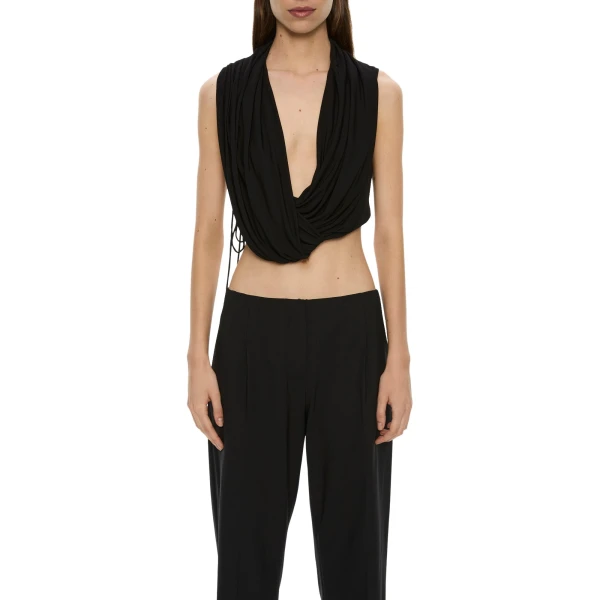 Christopher Esber Interlock Jersey Drape Top in Black | Tops | Coveti