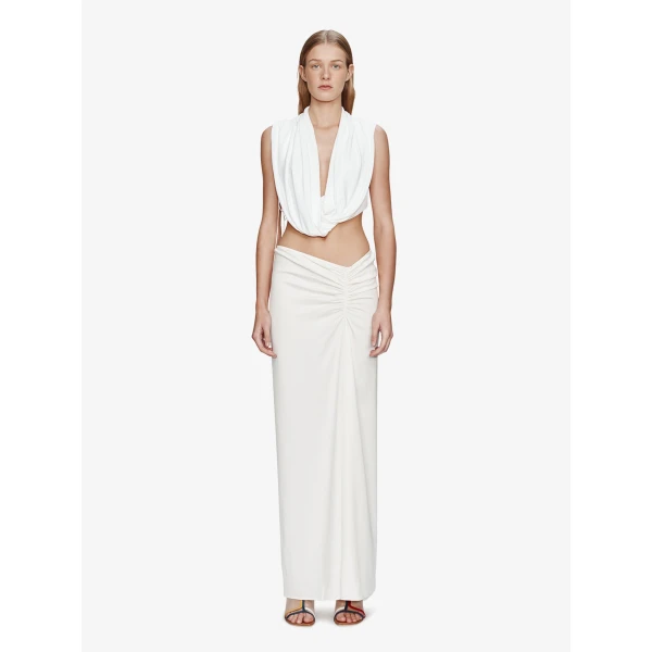 Christopher Esber Interlock Jersey Drape Top in White | Tops | Coveti