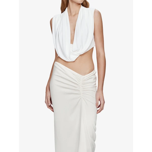 Christopher Esber Interlock Jersey Drape Top in White | Tops | Coveti