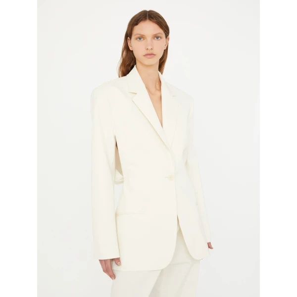 Christopher Esber Intimate Bow Back Twill Blazer in White | Dresses | Coveti